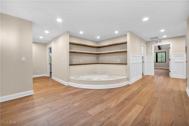 interior space with light hardwood / wood-style flooring