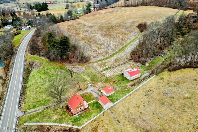 aerial view with a rural view