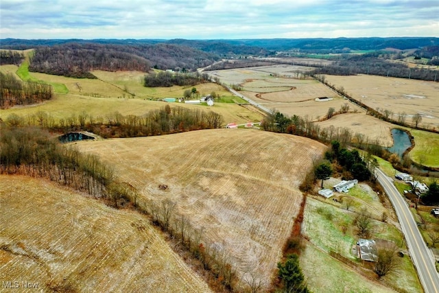 drone / aerial view with a rural view