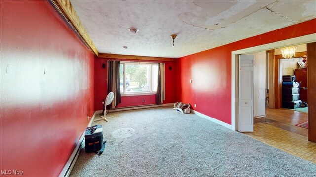 interior space with a textured ceiling