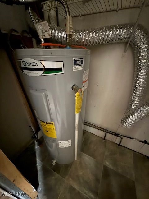 utility room with water heater