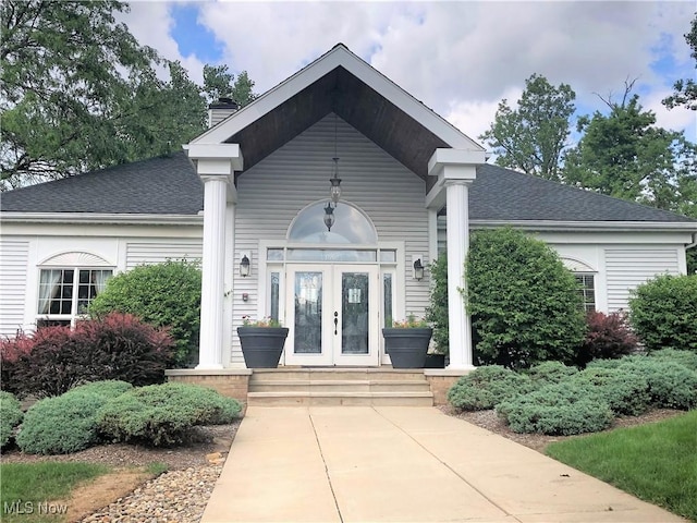 view of front facade with french doors