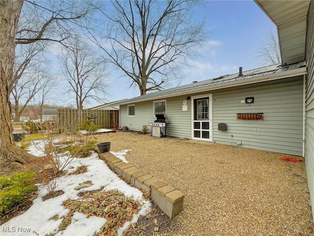 view of snow covered property