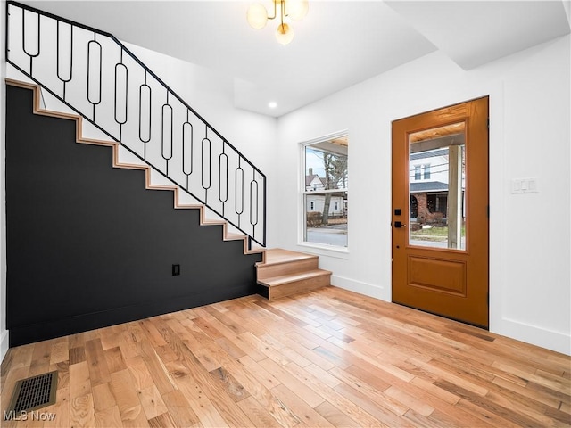 foyer featuring light wood-type flooring