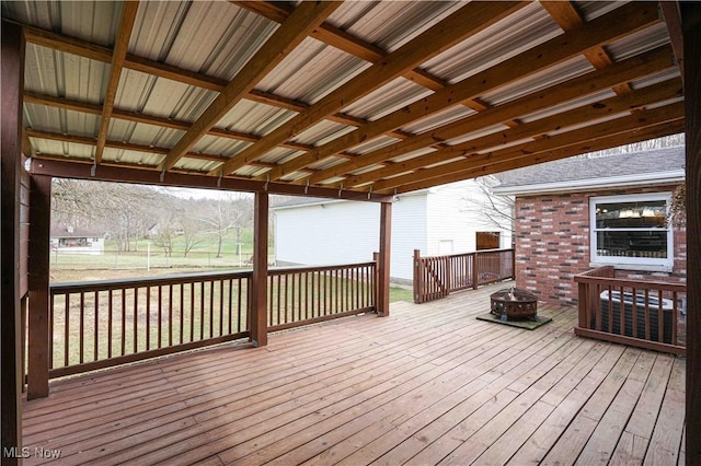 deck featuring a fire pit