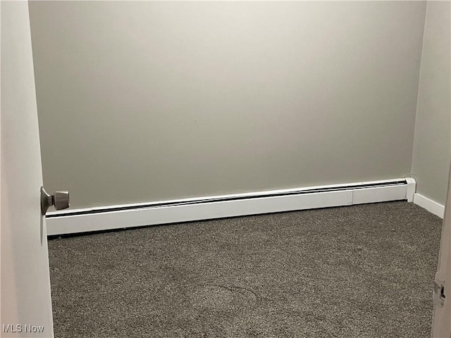 interior space with a baseboard heating unit