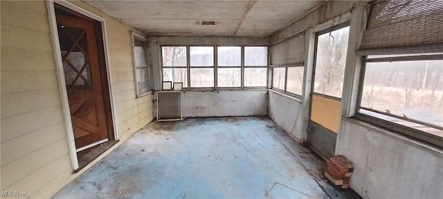 view of unfurnished sunroom