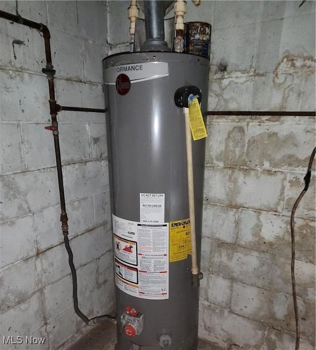 utility room with gas water heater