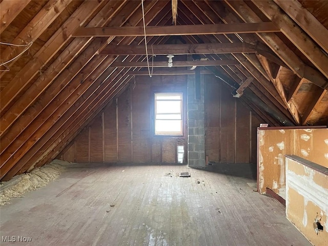 view of unfinished attic