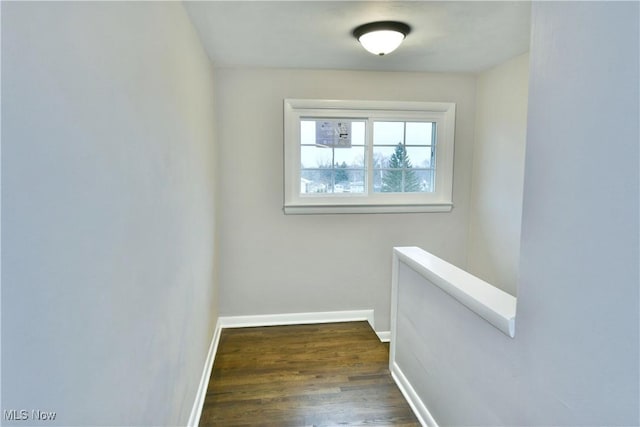 interior space with dark wood-type flooring