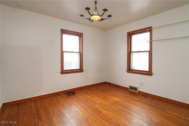 unfurnished room featuring a wealth of natural light and wood-type flooring