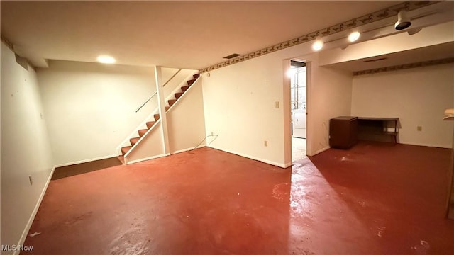 5540 Wrens Ln Unit 26D, Willoughby, OH 44094 - finished below grade area with stairway, washer / dryer, and baseboards