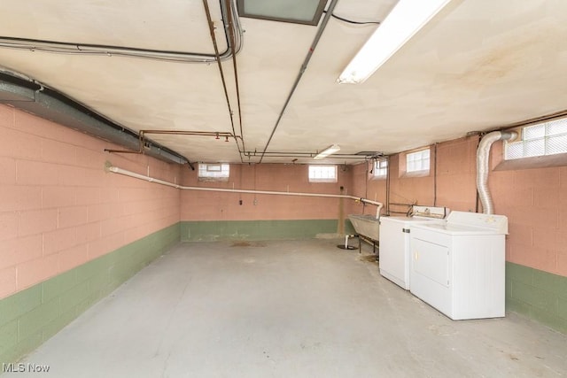 basement with independent washer and dryer