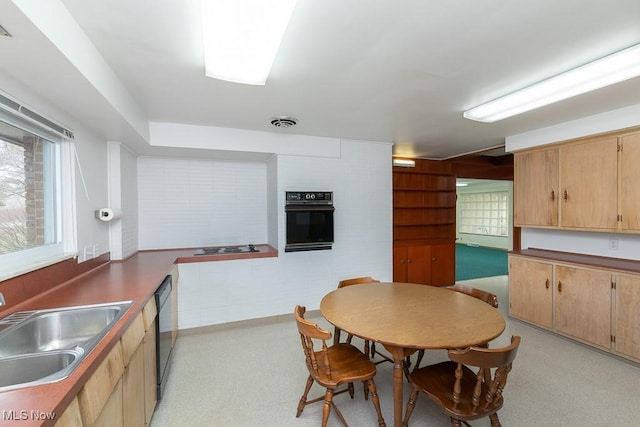 kitchen featuring sink and black appliances