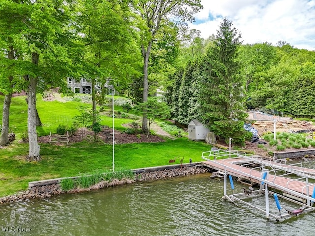 466 W Mohawk Dr, Malvern, OH 44644 - dock featuring a yard, a water view, and boat lift