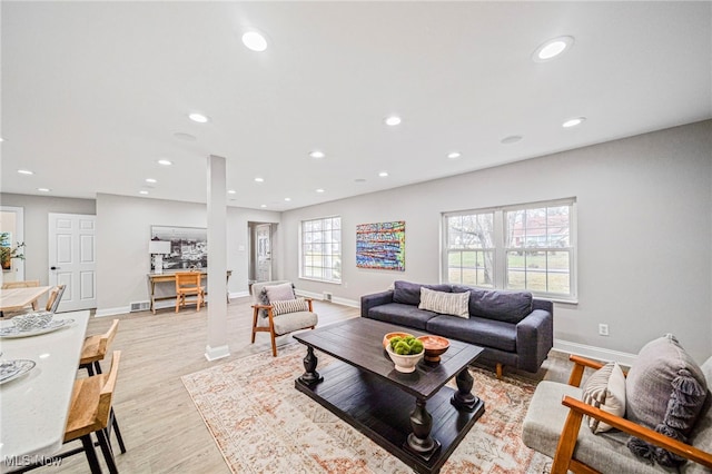 living room featuring light hardwood / wood-style floors