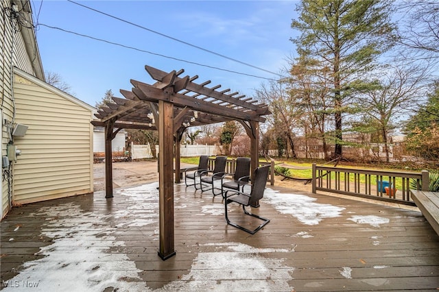 wooden deck with a pergola