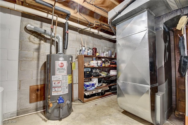 utilities with gas water heater and heating unit