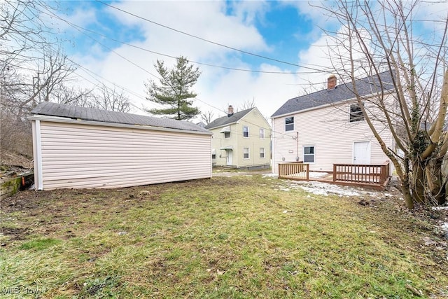 view of yard with a deck