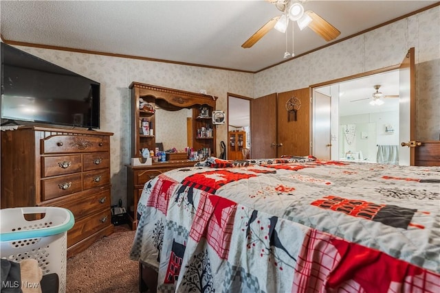 5178 Brocade Rd SE, Amsterdam, OH 43903 - bedroom with crown molding, ceiling fan, and carpet floors