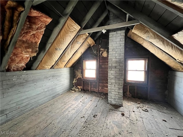 view of unfinished attic