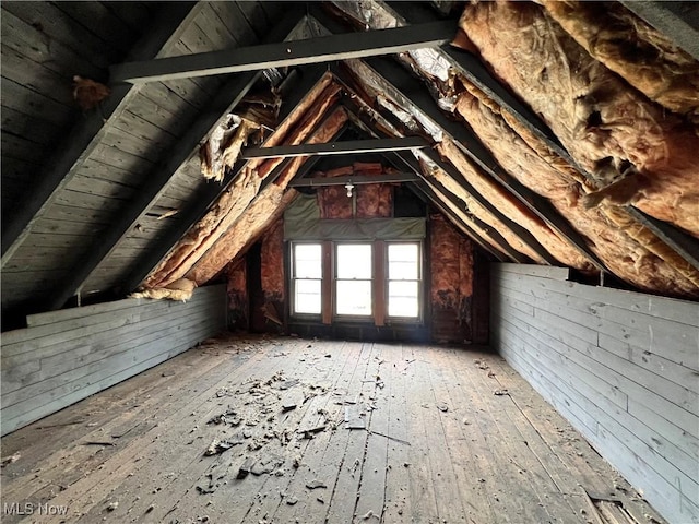 view of unfinished attic