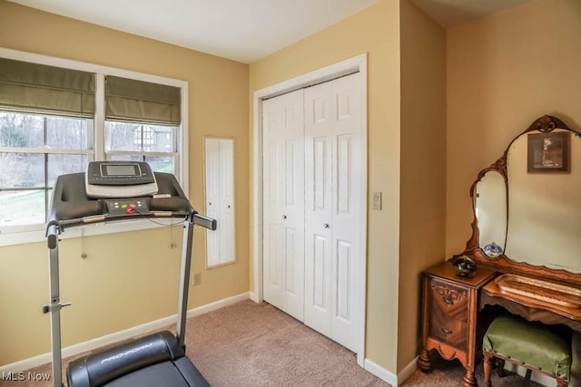 exercise room featuring carpet floors