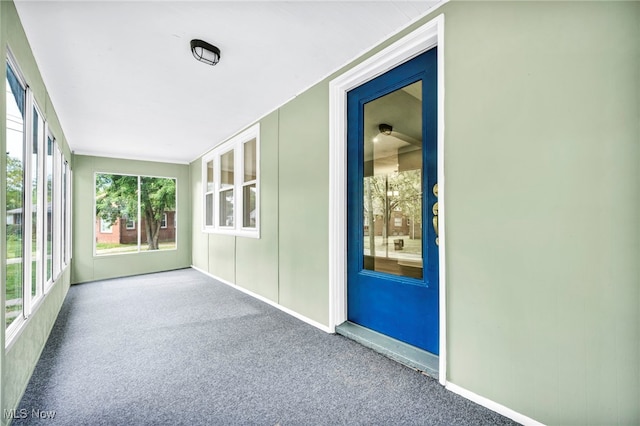 view of unfurnished sunroom