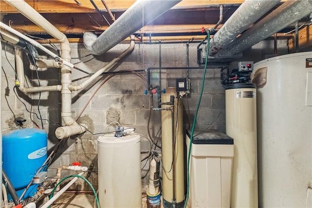 utility room with water heater