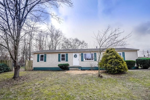 view of front of house with a front yard