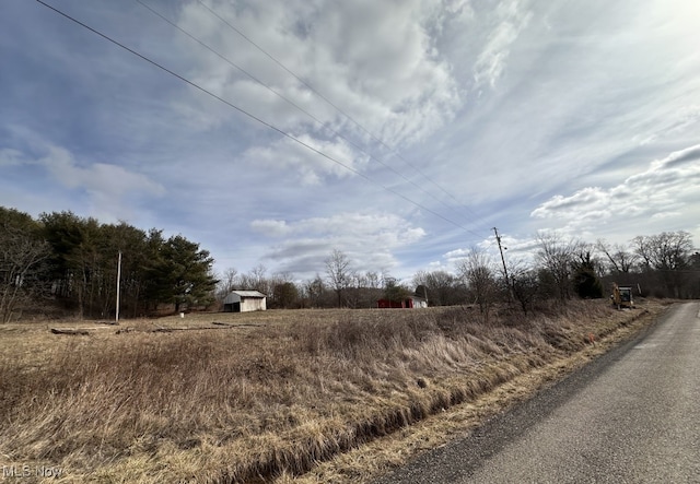 view of road with a rural view