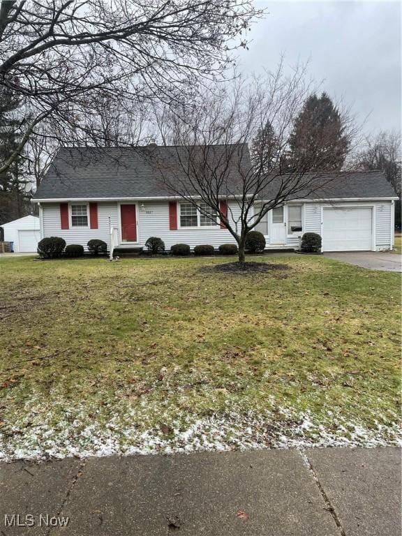 ranch-style home with a front lawn