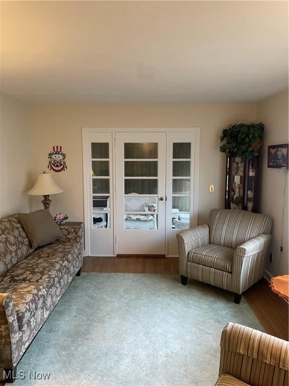 living room with hardwood / wood-style floors