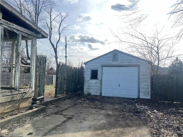 view of garage