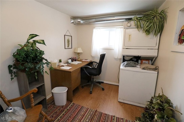 office space with hardwood / wood-style floors