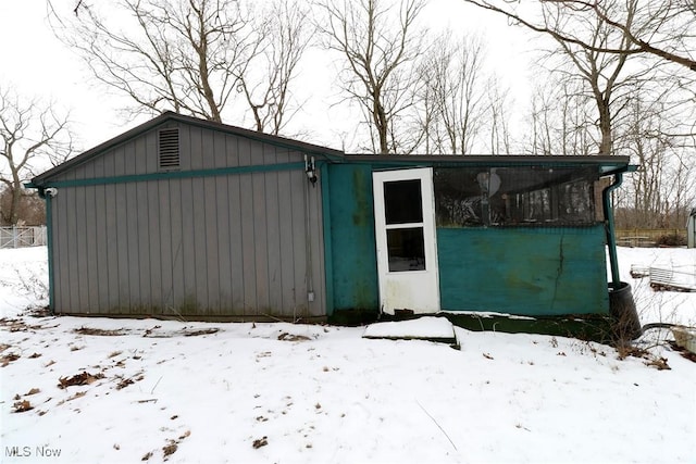 view of snow covered structure