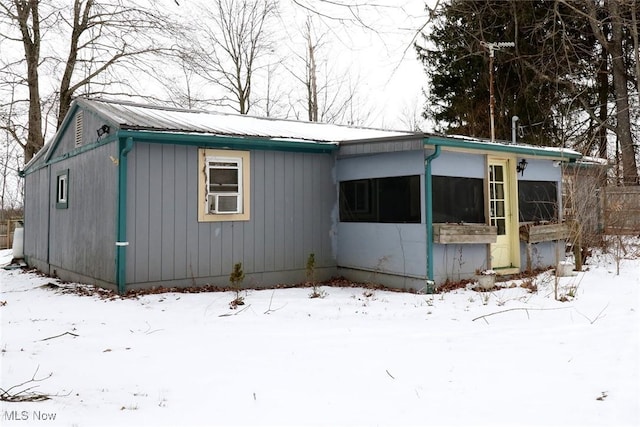 view of snow covered property