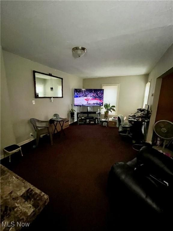 living room with carpet flooring