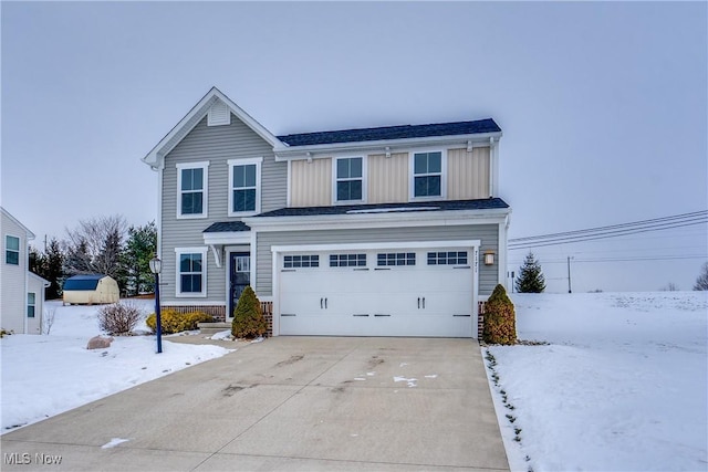 view of front property with a garage