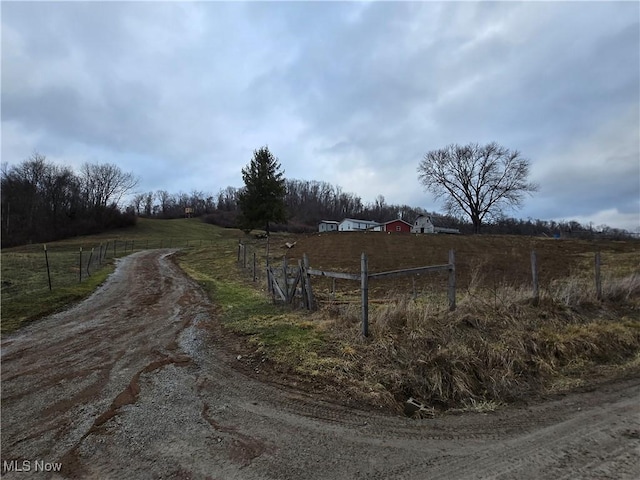 view of road with a rural view