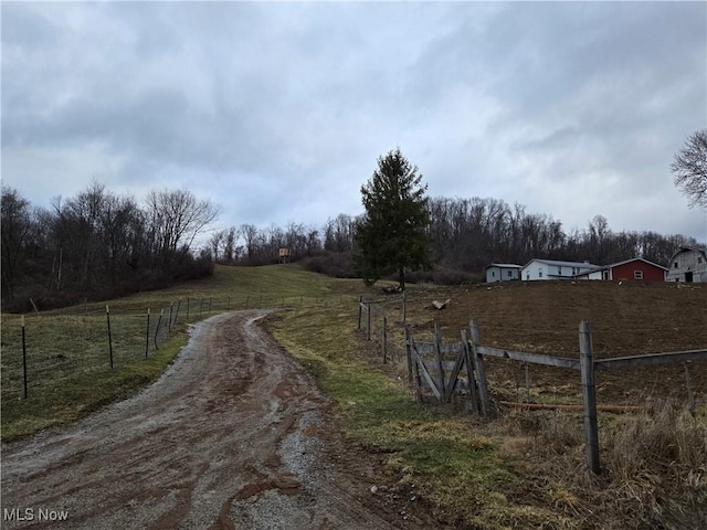 view of street featuring a rural view