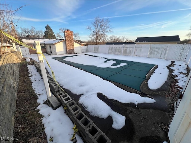 exterior details featuring a pool