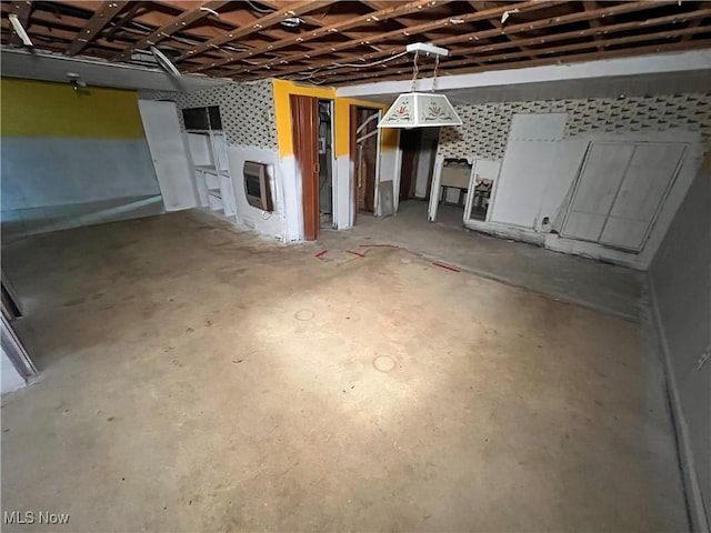 basement with heating unit