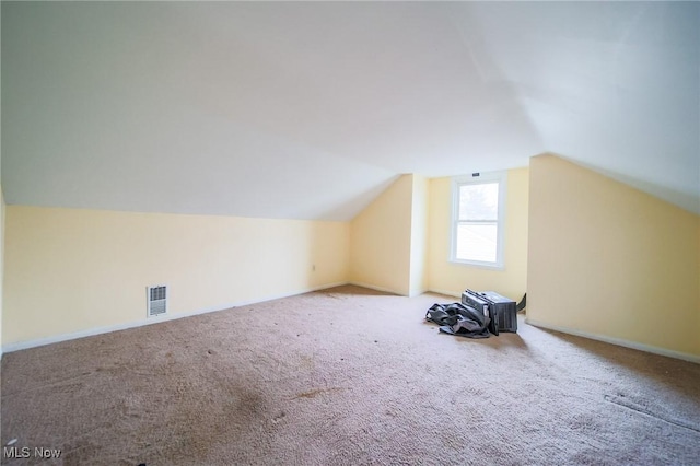 additional living space with lofted ceiling and carpet floors