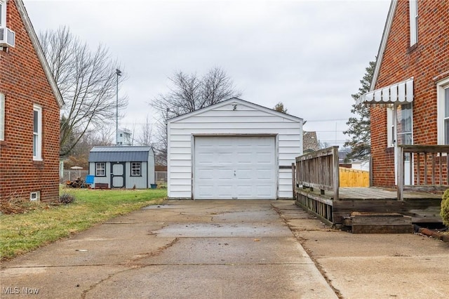 garage with a yard