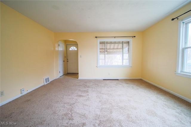 carpeted spare room featuring plenty of natural light