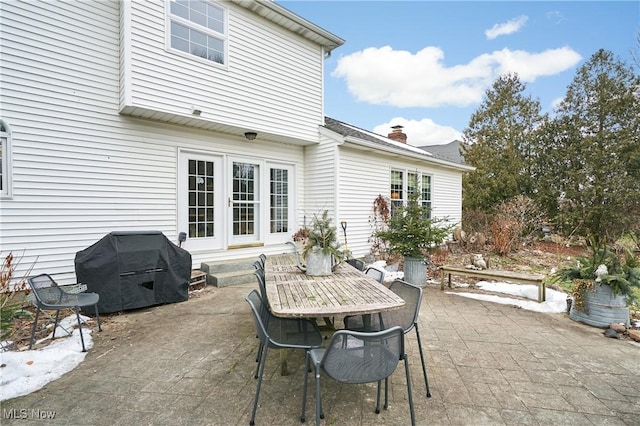 view of patio featuring french doors and area for grilling