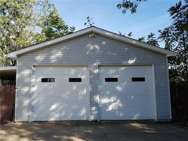 view of garage