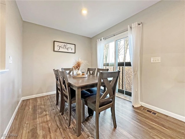 dining room with wood-type flooring