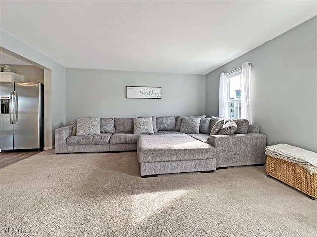 living room with carpet floors